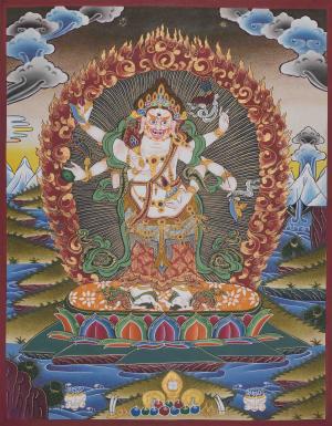 Six Armed White Mahakala | Gonkar Tibetan Buddhism | Himalayan Arts